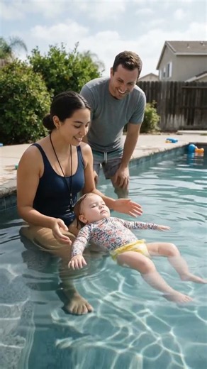 Baby Learns to Float With Gentle Swim Training! 💦 | Water Confidence #shorts #baby