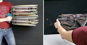 This guy designed and built a fully automatic rubber band gun. https://nyp.st/2RfY6Le | New York Post