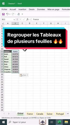 Besoin de consolider différents tableaux si tu es dans différentes feuilles dans un même endroit ? 🥹 Si c’est le cas, alors je vais te montrer comment tu vas pouvoir sans devoir copier coller les données utiliser l’une des nouvelles fonctions d’office 365 pour regrouper en quelques clics toutes les informations. N’oublie pas de partager cette astuce avec tes collègues ! 😉 #excelfrance #excelfrancais #formationexcel #excelbooster #chrisexcelbooster #formuleexcel #apprendreexcel
