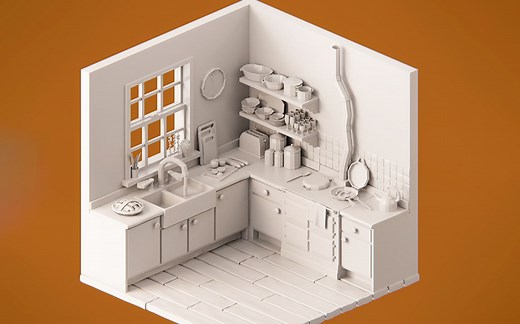 【3dmax室内厨房场景建模】从拉box到模型制作，3dmax室内设计