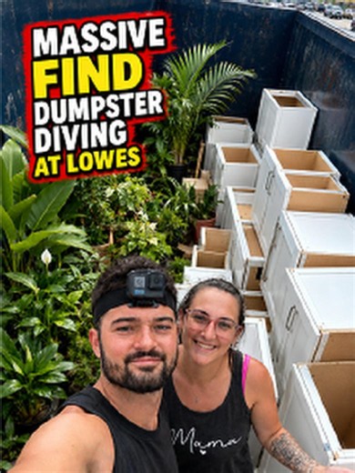 MASSIVE Lowe’s Dumpster Dive Find! Brand-New Cabinets & Expensive Plants 😱 This dumpster diving trip turned into a huge jackpot. We climbed into a massive roll-off dumpster and found brand-new kitchen cabinets, expensive plants, and way more than we expected. Some of these cabinets looked completely unused, and the plants alone would cost serious money at retail. We couldn’t believe all of this was sitting in a dumpster. Watch until the end to see the full haul and everything we managed to save