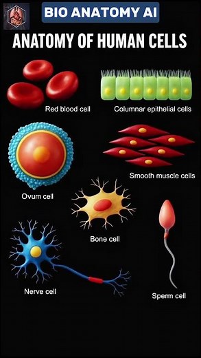 Types of Human Cells | Human Biology & Anatomy #humanbiology #cellbiology #3danimation #BioAnatomyAi