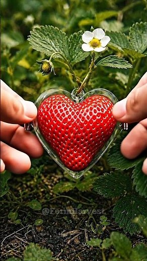 Heart-Shaped Strawberry Grown Inside a Mold ❤️🍓
