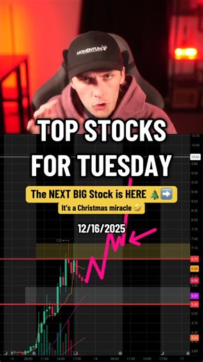 Trade Momentum. on Instagram: "TOP 3 STOCKS FOR TUESDAY 12/16/25 TRADING DAY Today’s list SAVED the world 🤣 from the MASSIVE -80% destruction on IRBT.. last week the list gave the BIGGEST stocks in the market EVERYDAY.. and the stock market is rebounding HARD, and heading back to all time highs.. finally, the next hot stock is here. Are you ready for tomorrows top stocks? Want my full watchlist and to watch these trades and others in real-time? Claim your 7 day free trial! What stocks are you l