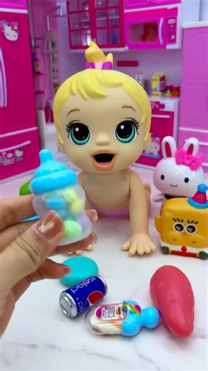 Satisfying With Unboxing Doll Eating Set Toys, ASMR Video #shorts