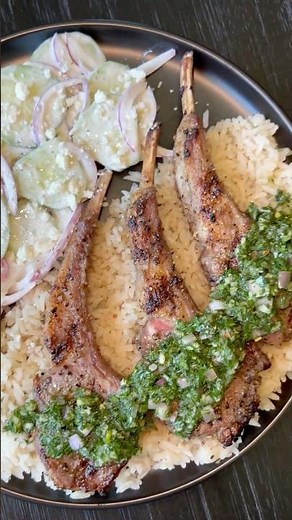 Grilled Lamb Chops w/ Lemon Dill Chimichurri