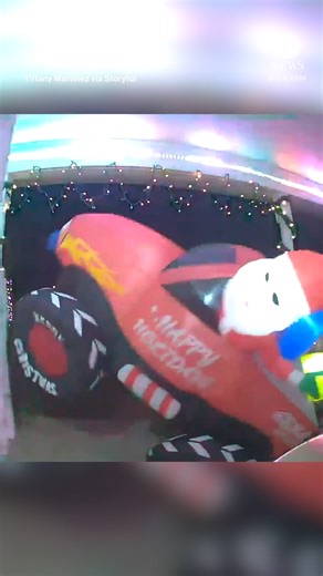424K views · 1.9K reactions | An inflatable Santa appeared to wave goodbye as strong winds blew the decoration off a porch in central Indiana earlier this week. https://abcnews.visitlink.me/FOq_yg | ABC News | Facebook