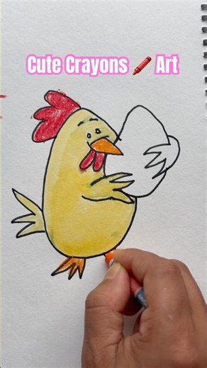 Cute Crayons 🖍️ Painting Hen #shorts #drawing #ytshorts #viral #kidsdrawing #crayons