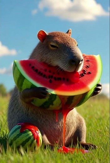 Capybara Watermelon Feast