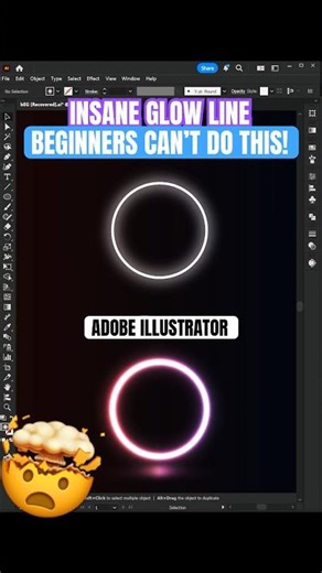 Beginner vs Pro | Neon Glow Ring Trick in Illustrator! 🌟✨