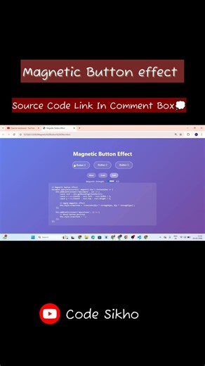 Magnetic Button Micro-Interaction Tutorial #frontenddeveloper #webdev #shorts