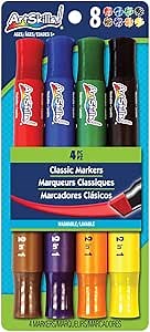 ArtSkills Washable Classic Markers, 1/2" Chisel Tip, 4 Pieces (PA-1207)