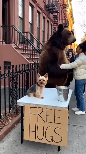Leo and his bear friend giving away free hugs 🐻 #bigbear #bearhug #bearhugs | Sumogrowth AI Mayhem