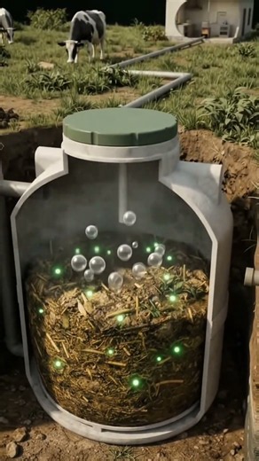 How does a biodigester turn manure into usable gas?