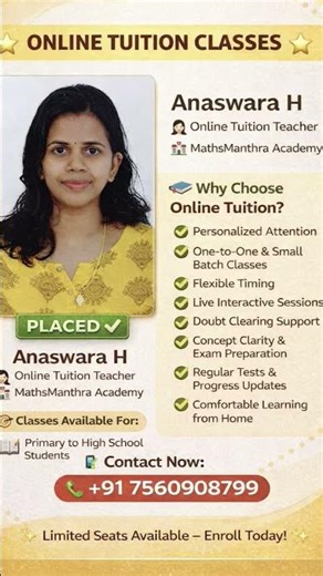 From home to confident online teacher ✨ Anaswara guiding students with care at MathsManthra.