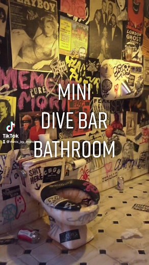 Creative Dollhouse Punk Rock Dive Bar Bathroom Design