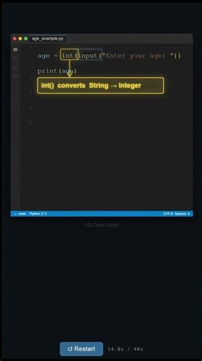 Type Conversion under 60 second! | #4 | #coding #programming #python #datascience #chatgpt #code