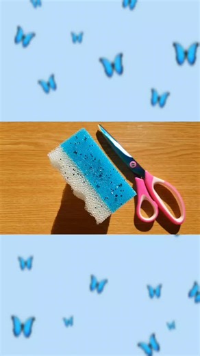 Cutting ✂️ massage sponge with confetti inside 🎉🦋 ASMR • Full video: 2:17 (YT, IG) • #sponge #spongeripping #asmr #asmrsponge #cleantok scissors