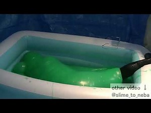 Japanese Woman Enjoying a Good Thick and Very Stretchy Green Slime Bathing 3