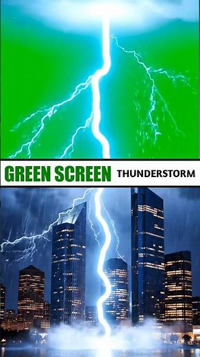 Powerful Lightning Strike Thunderstorm | Green Screen Lightning Effect VFX #thunderstrome