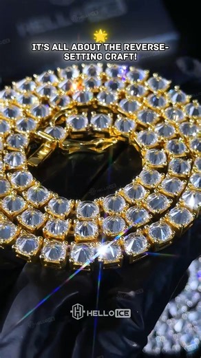 This classic tennis necklace features a row of evenly sized brilliant-cut gemstones set upside down on a metal base. The dazzling pavé setting highlights the brilliance of each gemstone, making it sparkle from every angle. This classic and versatile necklace pairs perfectly with both formal evening gowns and sophisticated everyday outfits. #CubanChain #MiamiCuban #helloicejewelry #pendant #necklace #ring #bracelet #jewelryset #buy1get1free #SummerSale #moissanite #custompendant #jewelryforyou #B