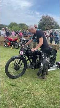 Vintage 1926 AJS GR10 racing motorcycle start up and walk around in the Kop Hill Paddocks.