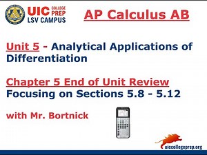 AP Calculus AB - Chapter 5 End of Unit Review