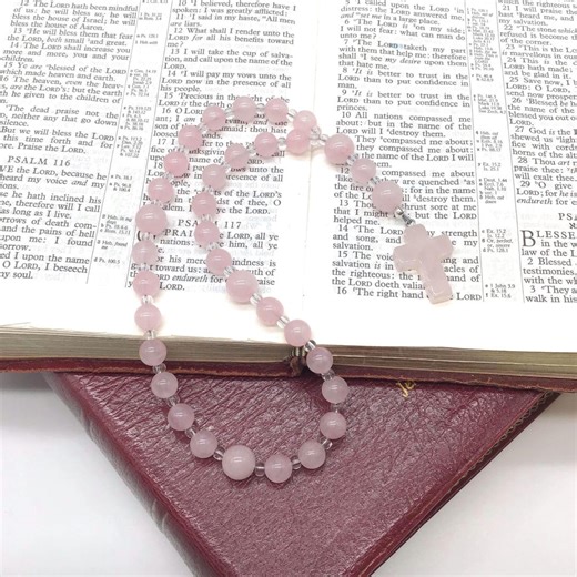 Rose Quartz Beads With Gem Cross Christian Prayer Beads: Protestant Anglican Rosary. - Etsy