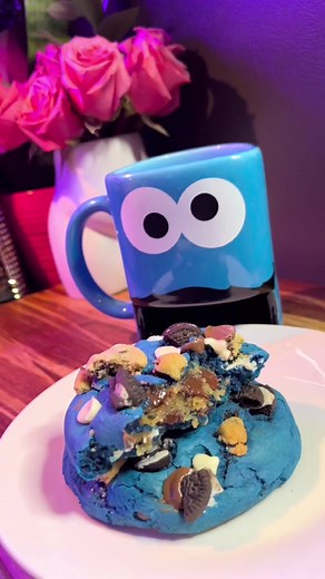 Cookie Dough Stuffed Cookie Monster Cookies Recipe