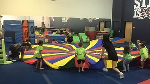 Parachute days are the best days! We loved getting to host the Center For Educational Excellence pre-school class today for a field trip! Speical thanks to Coach Victoria and Coach Amanda Borden for leading! | Gold Medal Gymnastics