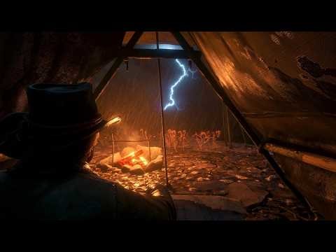 Arthur Camps Alone In The Mountains During A Thunderstorm | RDR2 ASMR