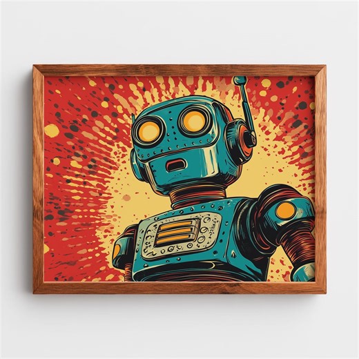 Retro Robot Art Print – Vintage Sci-fi Comic Poster (digital Download) - Etsy