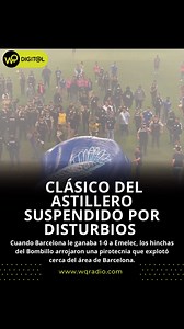 #atención | Caos total en la Explosión Azul 2025 y CLÁSICO SUSPENDIDO: Barcelona le ganaba 1-0 a Emelec, cuando los hinchas locales comenzaron a lanzar proyectiles al campo de juego en el Capwell. Intervino la policía. #emelec #explocionazul #barcelonafc | WQ Radio Ecuador