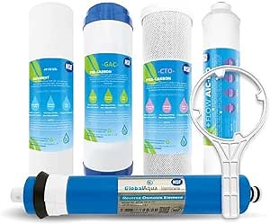 RO Water Filters Cartridge Replacement for 5-Stage with 75 GPD RO Membrane NSF certified Safe Drinking Water Filtration Reverse Osmosis Systems