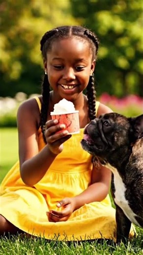 Dogs eating ice Cream for the first time #funny #viral #ai #dogs #kids