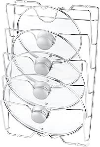 Pot Lid Holders Inside Cabinet, Pot Lid Organizer, Iron Lid Organizers Inside Cabinet, 5-Tier Wall/Door Mounted Pot Lid Holder for Wall, Cabinet Door
