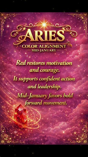 Aries, red helps reignite your drive and passion. This color supports decisive action and remind you to trust your instinct as you move forward. #AriesOracle #Zodiacguidance #energyalignment