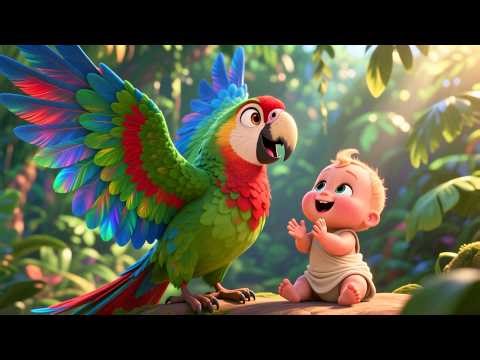 Parrot’s Happy Song Time 🦜🎶 Fun Animal Song for Kids | Colorful Nursery Rhyme