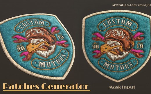 【教程 素材】Substance Painter徽标刺绣生成器Patches Generator SP纹理制作工具教学 素材免费分享 欢迎白嫖