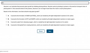 Atrazine is an herbicide that prevents plant growth by inhibiti... | Filo