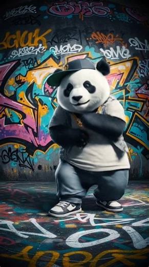 Panda with gangster hip-hop style 😂🐼 #panda #ai #shorts #funny
