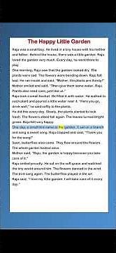 Simple Reading Practice for Kids | "The Happy Little Garden"