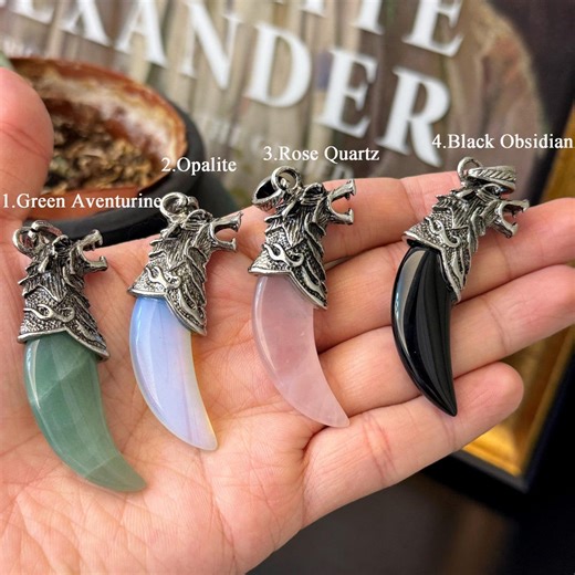 Crystal Wolf Tooth Pendant, Copper Wolf Head Charm, Viking Bohemian Jewelry - Etsy