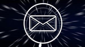 Animation of email icon and data processing over light trails on black background | Premium Stock Video Footage