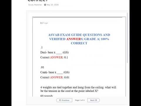 ASVAB EXAM GUIDE QUESTIONS AND VERIFIED ANSWERS