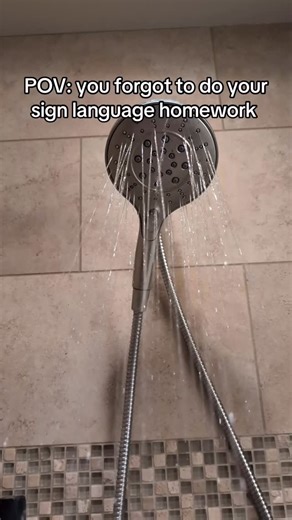 ASL Spring LLC | Learn American Sign Language anytime, anywhere with ASL Spring! VD: a first person perspective looking up at a shower head that is... | Instagram