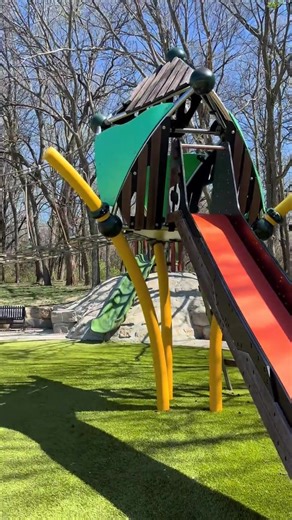 Pleasant Lea Park | Lee’s Summit Best for: Ages 4 Highlights: Climbing-focused playground, two slides, small toddler area, walking trails, basketball & tennis courts, wall courts, shaded picnic area Mom notes: Street/cul-de-sac parking can get tricky if busy. No bathrooms—porta potty only. Limited shade on benches. Toddler area is small and still a bit advanced for younger littles. Crowd: 1/10 super empty (until the very end) Rating: 7.5/10 Great if you have older kids who love to climb and want