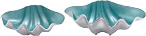 Deco 79 Aluminum Enamel Shell Tray, 18 by 15-Inch, Set of 2