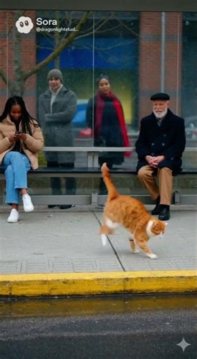 This Cat Started Breakdancing at a Bus Stop 😹🚌 #AIVideo #FunnyAnimals #cattok