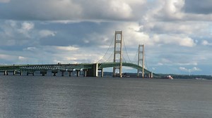 The 804' Hon. James L. Oberstar passing under the Mighty Mac. Recorded from Bridge View Park. | MightyMac.org - The Mackinac Bridge & Straits of Mackinac